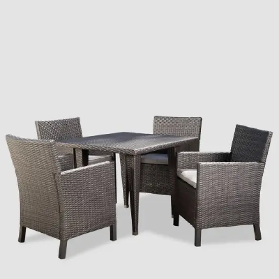 Celeste 5pc Wicker Dining Set - Gray/Light Gray - Christopher Knight Home image {1}
