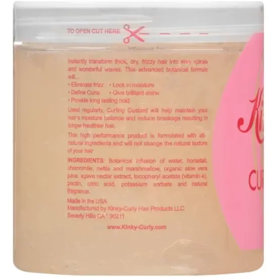 Kinky-Curly Original Curling Custard Natural Hair Styling Gel -  8oz image {1}