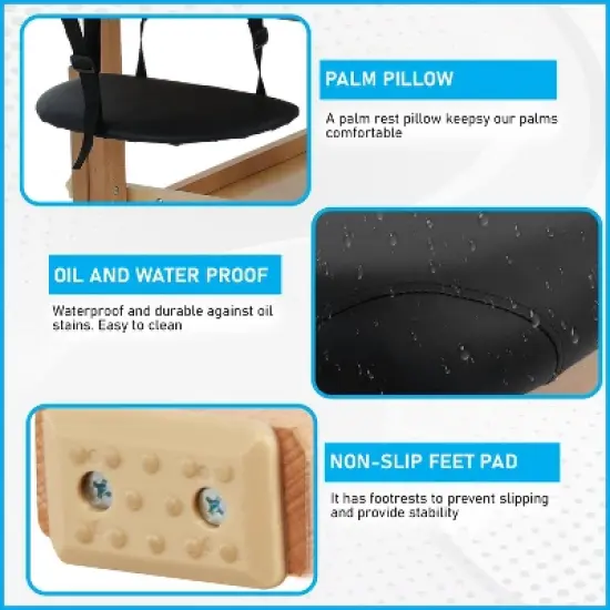 BestMassage Wooden Massage Table 2 Folding Spa Bed with Plush Cushioning, Black image {4}