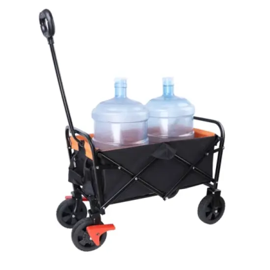 DSVIMOY Mini Portable Folding Beach Wagons with Wheels, Portable Carts with Handle, Orange & Black, 30.31"*15.16"*36.22" image {4}