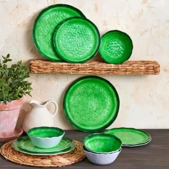 The Lakeside Collection 12-Pc. Rustic Melamine Dinnerware Set image {1}