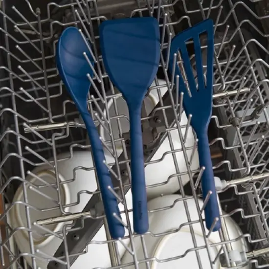 GreenPan 7pc Platinum Silicone Utensil & Crock Set Oxford Blue: Dishwasher-Safe, Steel & Silicone, Lifetime Warranty image {6}