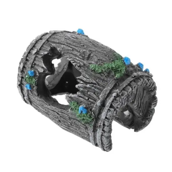 Unique Bargains Aquarium Decorations Hollow Tree Trunk Ornament Resin Fish Accessories Gray Green Blue 3.15" Length 1 Pcs image {6}