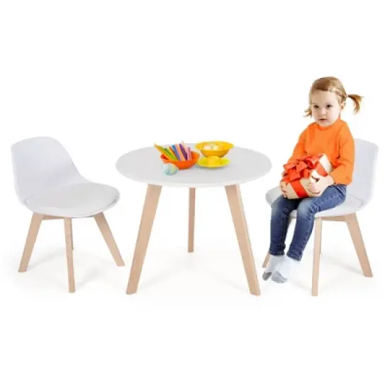 Costway Kids Table & 2 Chairs Set Modern Activity Play Table w/Beech Leg Cushion image {4}