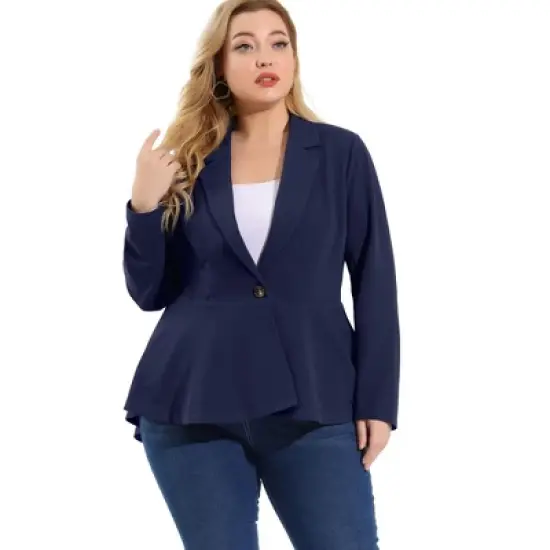 Agnes Orinda Women's Plus Size High-Low Hem Workwear Formal Peplum Blazers image {6}