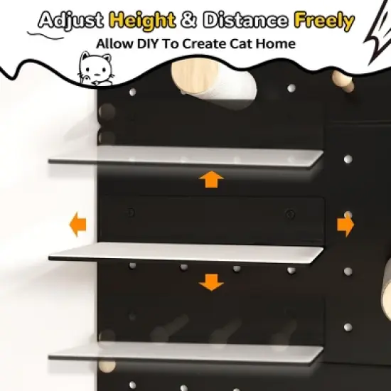 Sandinrayli Cat Wall Shelves, Cat Wall Furniture Climber for Indoor Cats, 3 Steps & 8 Scratcher Posts, Black image {3}