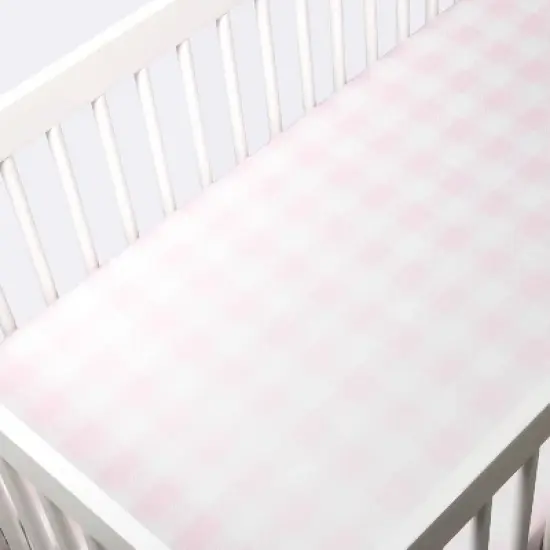 Polyester Rayon Jersey Fitted Crib Sheet - Cloud Island&trade; Pink Gingham image {2}