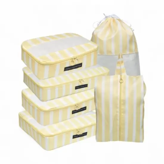 French Connection 6pc Packing Cube Set - Travel Storage Set for Luggage (Striped) image {10}