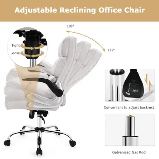 Costway High Back Big & Tall Office Chair Adjustable Swivel w/Flip-up Arm image {5}