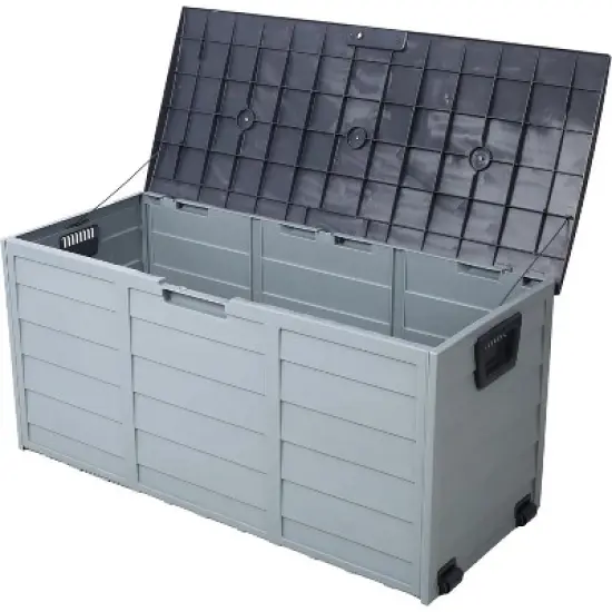 75 Gallon wheeled deck storage box for outdoor storage of terrace furniture, outdoor mats, garden tools, and swimming pool toys image {6}
