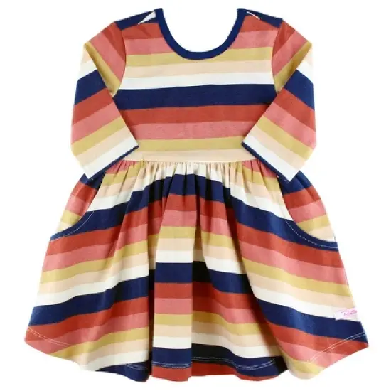 RuffleButts Desert Horizon Stripe Twirl Dress image {3}