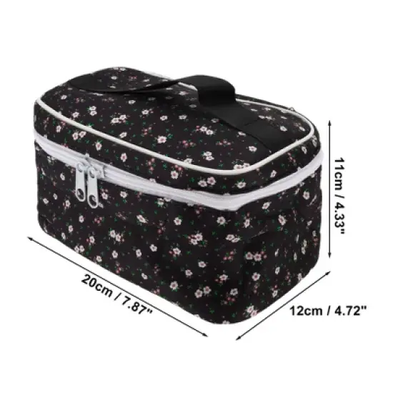 Unique Bargains Women's Floral Square Travel Cosmetic Bag 1 Pc image {1}