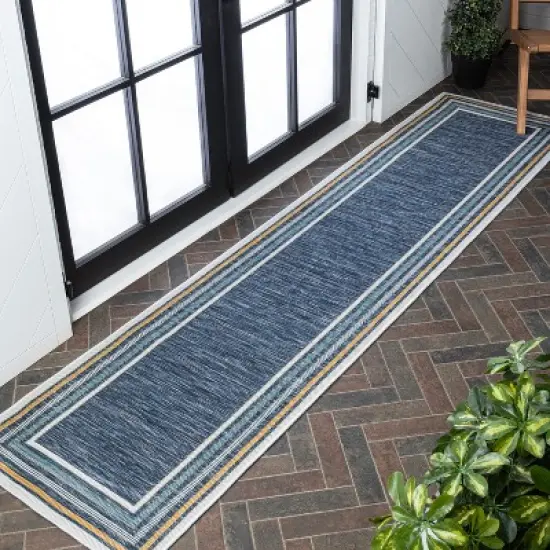 JONATHAN Y Pollux Classic Coastal Mitred Stripe Reversible Machine-Washable Indoor/Outdoor Area Rug image {5}