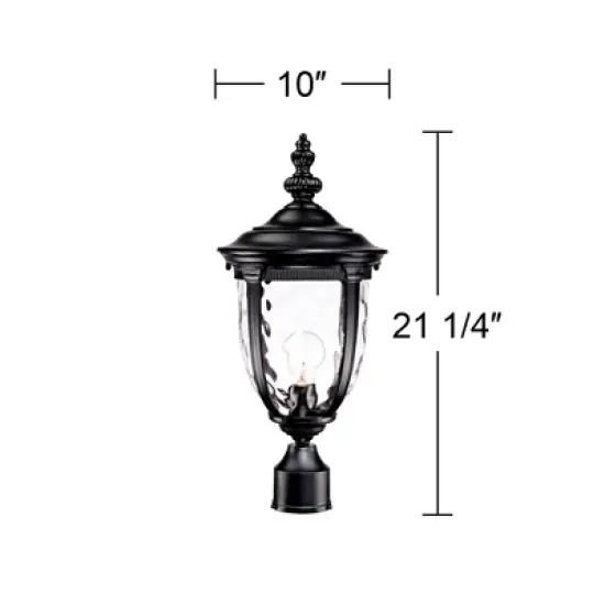 John Timberland Bellagio Vintage Rustic Outdoor Post Light Black 21" Clear Hammered Glass for Exterior Barn Deck Post Light House Porch Yard Patio image {4}