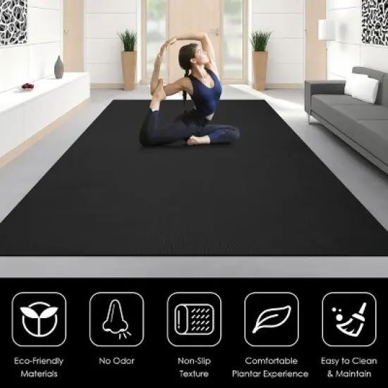 Large Yoga Mat 6' x 4' x 8 mm Thick Workout Mats for Home Gym Flooring Black image {6}
