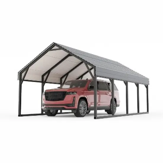 Metal Carport with Reinforced Frame and Steel Roof Outdoor Heavy Duty Garage All-Weather Car Shelter for Pickup, Boat, Car and Tractors image {5}