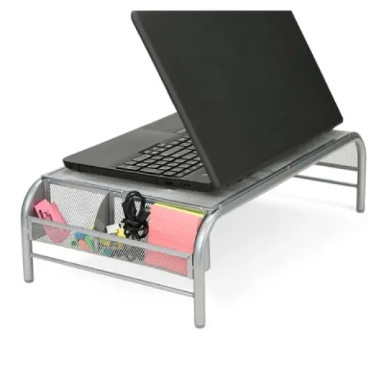 Mind Reader Metal Mesh Monitor Stand and Laptop Riser Silver image {5}