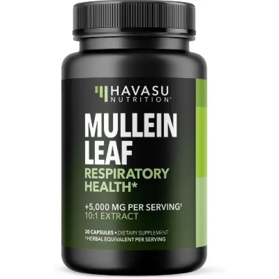 Mullein Leaf Capsule for Respiratory Health,  5000mg Extract 10:1 for Lung Support and Immune Function, Havasu Nutrition, 30ct image {8}