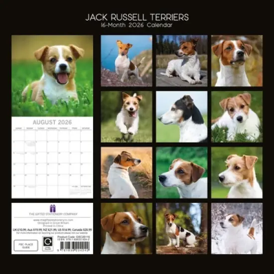 2026 Square Wall Calendar, Jack Russells, 16-Month Paw Prints Theme with 180 Reminder Stickers (12x12 In) image {3}