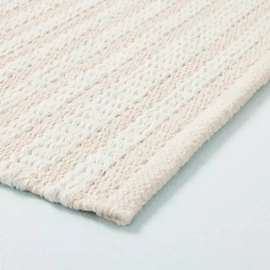 Textured Stripe Indoor/Outdoor Woven Area Rug Beige/Cream - Hearth & Hand&trade; with Magnolia image {2}