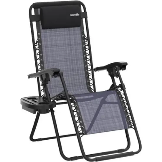 Adjustable Zero Gravity Chair Set for Relaxation with Foldable Design, Portable, Durable, Black image {4}