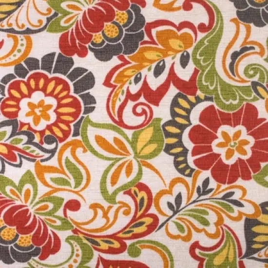 Outdoor 2-Piece Tufted Chair Cushion Set - Green/Off-White/Red Floral - Pillow Perfect image {2}