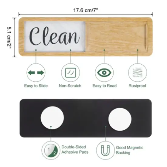 Unique Bargains Kitchen Hotel Indicator Wood Grain Clean Dirty Sign Dishwasher Magnet image {1}
