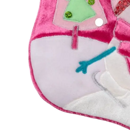 Northlight 20.5" Pink Embroidered Ice Skating Snowman and Christmas Tree Stocking image {5}