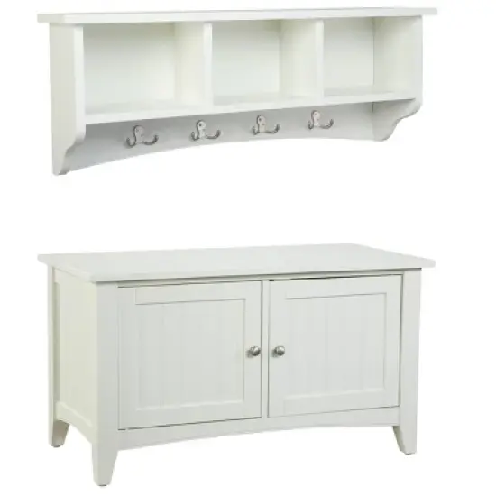 Shaker Cottage Storage Coat Hook with Cabinet Bench Set - Alaterre Furniture image {6}