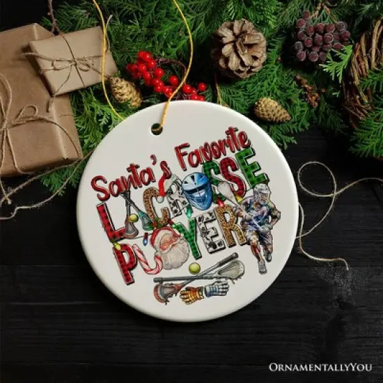 Santa's Favorite Lacrosse Player Christmas Ornament, American Sport Appreciation Gift| OrnamentallyYou image {3}