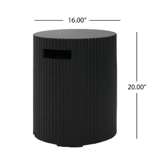 Christopher Knight Home Leora Modern 16" x 20" Ribbed Concrete Propane Tank Cover image {2}