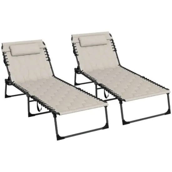PAGED Folding Chaise Lounge Portable Lounge Chair Outdoor with 4-Position Reclining Back for Camping, Beach, Party, Picnics, Patio image {9}