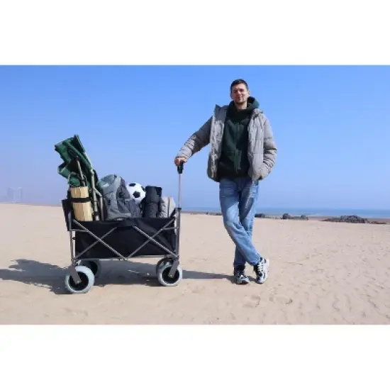 Gulches Dual-Purpose Heavy-Duty Beach Wagon & Compact Utility Cart - All-Terrain, Black & Orange, 500lb & 225lb Capacity image {1}