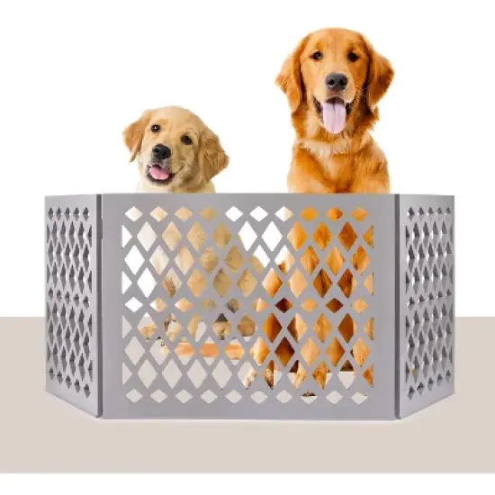 Hoovy Wooden Grey Freestanding Foldable Small Pet Dog Gates for Doorways. Dog Fence image {8}