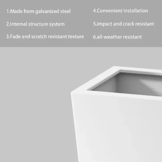 PexFix 25" Tall Metal Tapered Planter Large Outdoor & Indoor Garden Plant Pot White for Home and Patio image {5}