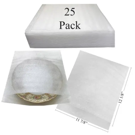 UBMOVE 11 7/8" x 12 1/8" Foam Pouches for Plates (25 Pack) Protect Dishes image {1}