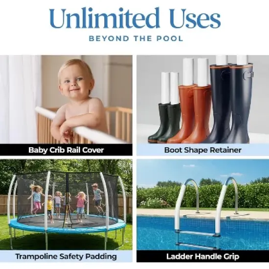 Play22usa Pool Noodles Foam 6 Pack &ndash; Large White Foam Noodle Tubes, Bulk Swim Noodles, Multi-Purpose Float, Exercise & Craft Aid image {3}