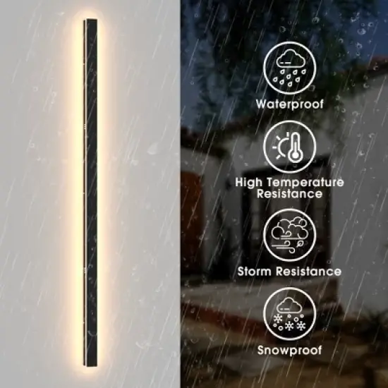 DORESshop Outdoor Wall Light 45W Waterproof IP65 with Built-in LED, Warm White 3000K, Sable Black, for Corridors, Gardens, and Entryways, 59in Long image {7}