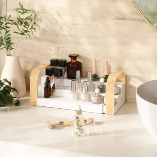 Umbra Bellwood 3-tier Spice Shelf White/Natural: Expandable Spice Organizer & Pantry Shelf, Freestanding Kitchen Storage image {11}