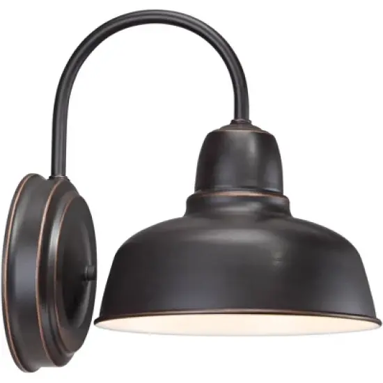 John Timberland Urban Barn Rustic Industrial Farmhouse Outdoor Wall Light Fixtures Set of 2 Oil Rubbed Bronze Gooseneck Arm 11 1/4" for Post Exterior image {7}