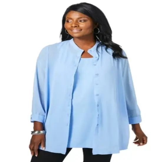 Jessica London Women&rsquo;s Plus Size Georgette Button Front Tunic image {5}