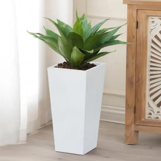 LuxenHome Square Tapered 24.2" Tall Planter White image {1}
