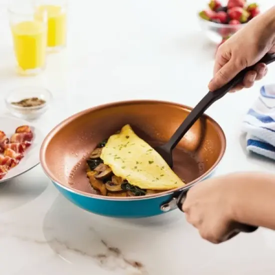 Farberware Reliance Pro 14pc Ceramic Nonstick Cookware Set with Prestige Tools Aqua: Gas & Electric Safe, Rust-Resistant image {4}