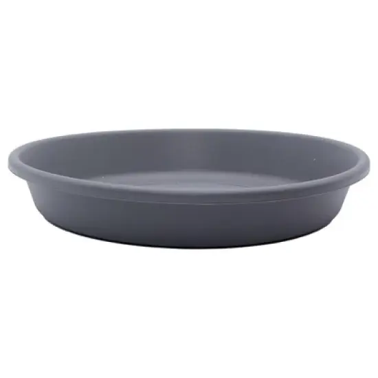 The HC Companies Classic Plastic 12" Round Plant Flower Pot Planter Deep Saucer Drip Tray for Indoor or Outdoor Settings, Fits 14" Pots, Warm Grey image {1}