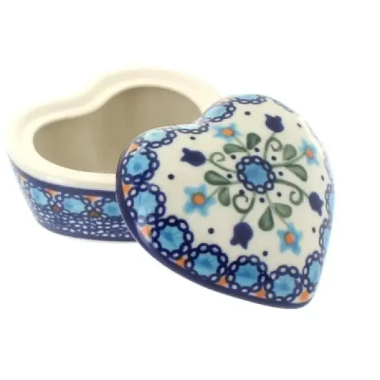 Blue Rose Polish Pottery 125 Vena Small Heart Box image {5}