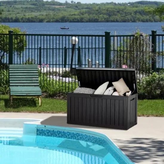 Decksplore 80 Gallon Deck Box Indoor/Outdoor Storage Box  Space-Saving All-Weather image {8}