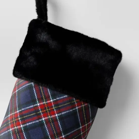 20" Christmas Plaid Stocking with Cuff Dark Blue - Wondershop&trade; image {2}