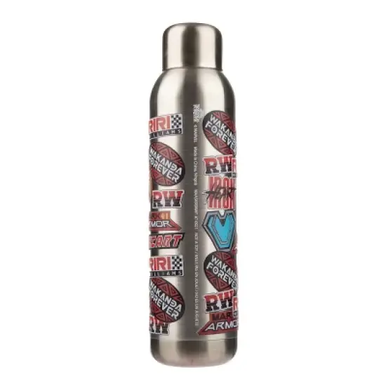 Black Panther Wakanda Forever Superhero Icons All Over Pattern 22 Oz Stainless Steel Water Bottle image {2}