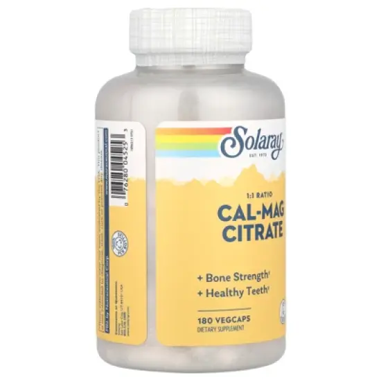 Solaray Cal-Mag Citrate, 1:1 Ratio, 180 VegCaps image {3}