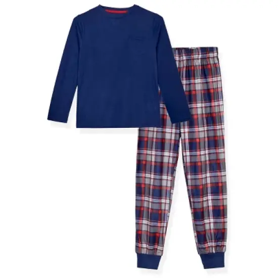 Sleep On It Boys 2-Piece Plaid Pajama Set - Navy image {6}